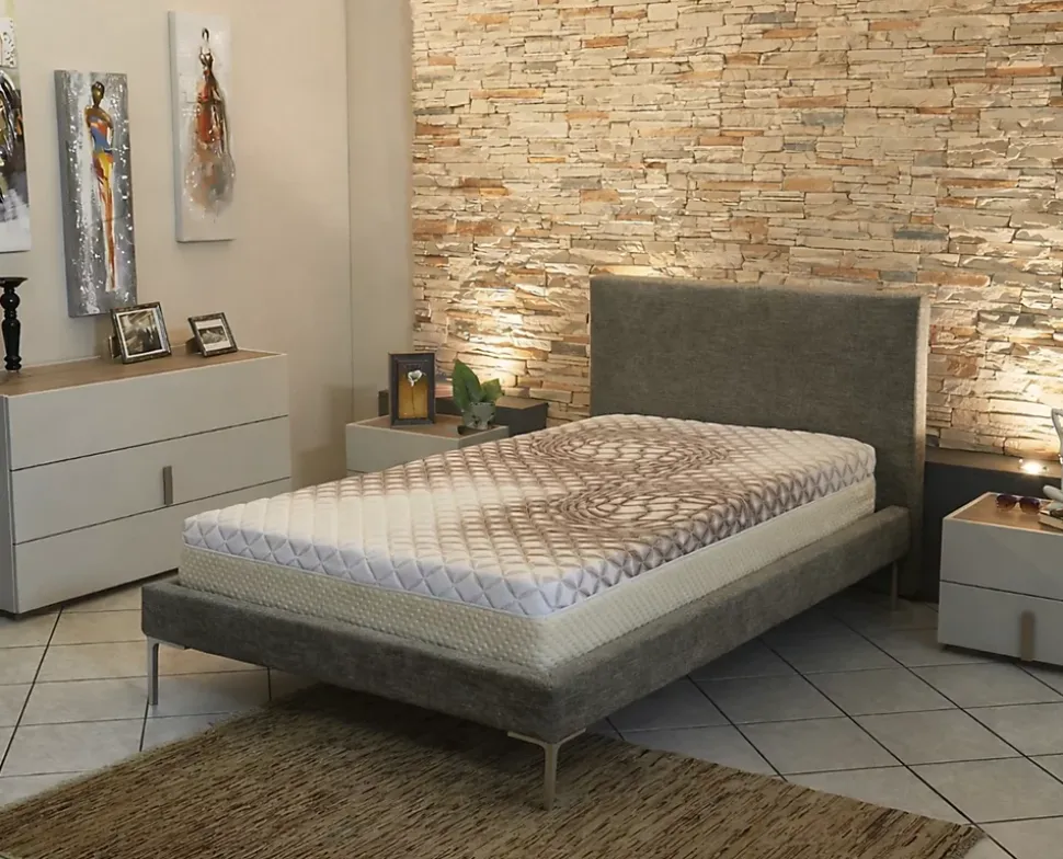 Matelas - Face ete + ame Mousse poli Lattex Haute resilience Face Hiver Memoire de forme 55 Kg/m3 Tissu Soja Naturel 90x190 x 24 c