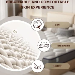 Matelas à ressorts de 20 cm d'épaisseur + cadre de lit en métal de 160x200 cm