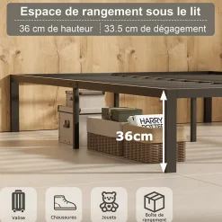 Matelas à ressorts de 20 cm d'épaisseur + cadre de lit en métal de 160x200 cm