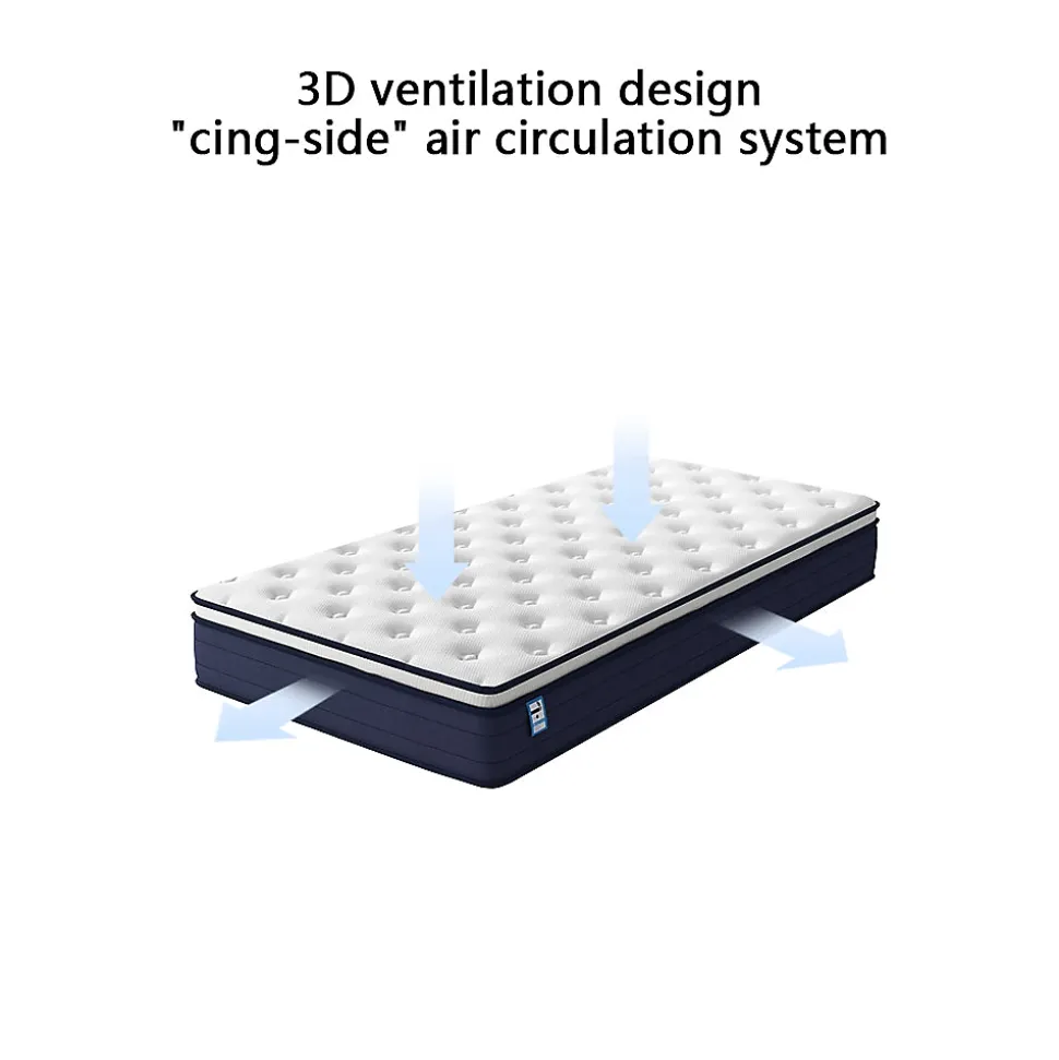 Matelas à Ressorts ensachés 90x190cm, 25 cm d'épaisseur