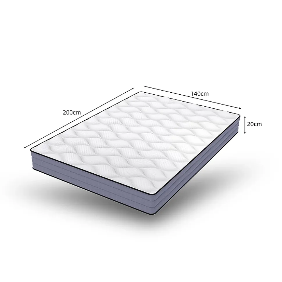 Matelas à ressorts ensachés ergonomique 7 zones,140x200cm,Hauteur 20cm,Dureté H3/Certifié Oeko-Tex