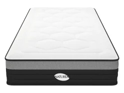 Matelas 90 x 200 cm hybride ressorts ensachés 7 zones et mémoire de forme ép.25cm - AMARANTE de NATUREA