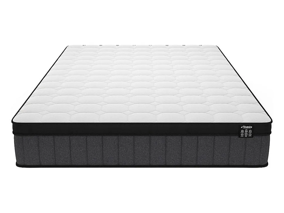 Matelas 160 x 200 cm hybride ressorts ensachés 7 zones et gel à mémoire de forme ép.25cm - TOLCA de YSMÉE