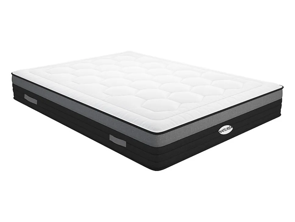 Matelas 160 x 200 cm hybride ressorts ensachés 7 zones et mémoire de forme ép.25cm - AMARANTE de NATUREA