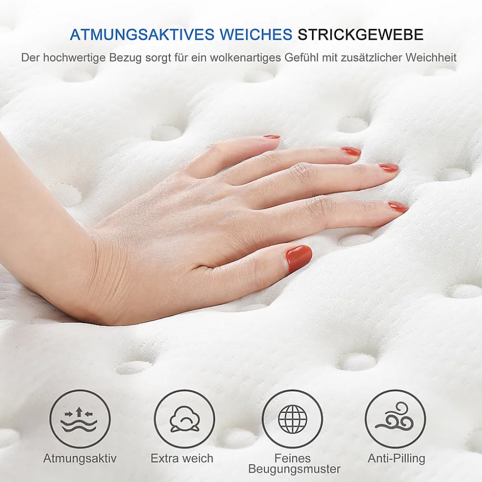 Matelas 140 x 190 cm ressorts ensachés et surmatelas intégré ép.25cm