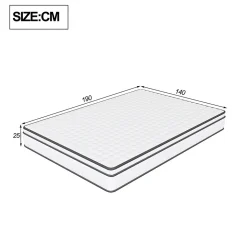 Matelas 140 x 190 cm ressorts ensachés et surmatelas intégré ép.25cm