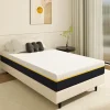 Matelas adulte double couche en mousse mousse à mémoire de forme fibre de charbon de bambou, 90x190 cm, 17 cm d'épaisseur