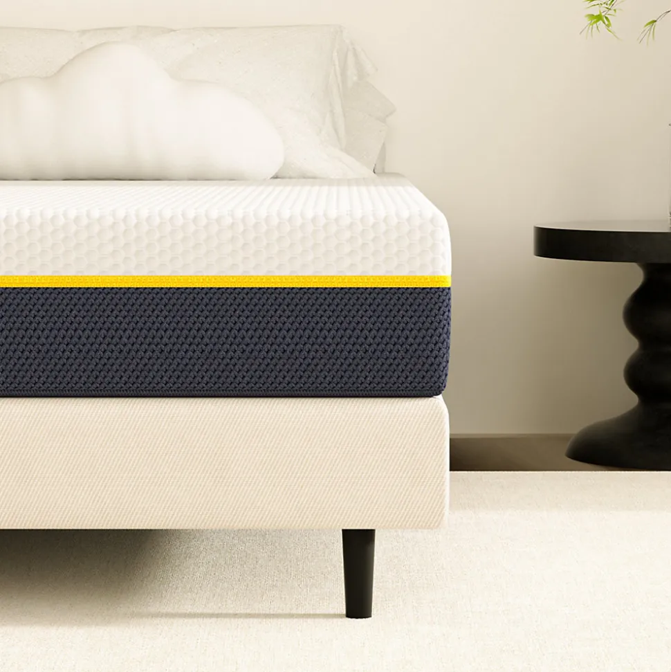 Matelas adulte double couche en mousse mousse à mémoire de forme fibre de charbon de bambou, 90x190 cm, 17 cm d'épaisseur