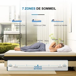 Matelas adulte double couche en mousse mousse à mémoire de forme fibre de charbon de bambou, 90x190 cm, 17 cm d'épaisseur