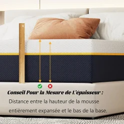 Matelas adulte double en mousse, 140x200 cm, 21 cm d'épaisseur