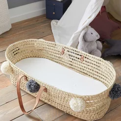 Matelas de Couffin Bamboo - 72x32x4 cm - Landau - Nacelle - Berceau - Viscose au toucher Ultra Doux - Forme Ovale - Déhoussable