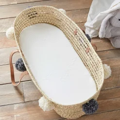 Matelas de Couffin Bamboo - 72x32x4 cm - Landau - Nacelle - Berceau - Viscose au toucher Ultra Doux - Forme Ovale - Déhoussable