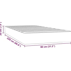 Matelas de lit à ressorts ensachés fermeté moyenne 80x220x20 cm velours vidaXL