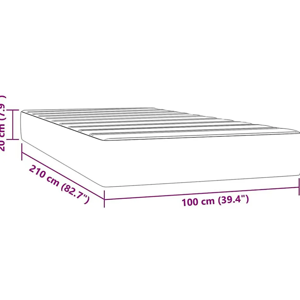 Matelas de lit à ressorts ensachés fermeté moyenne 100x210x20 cm velours vidaXL