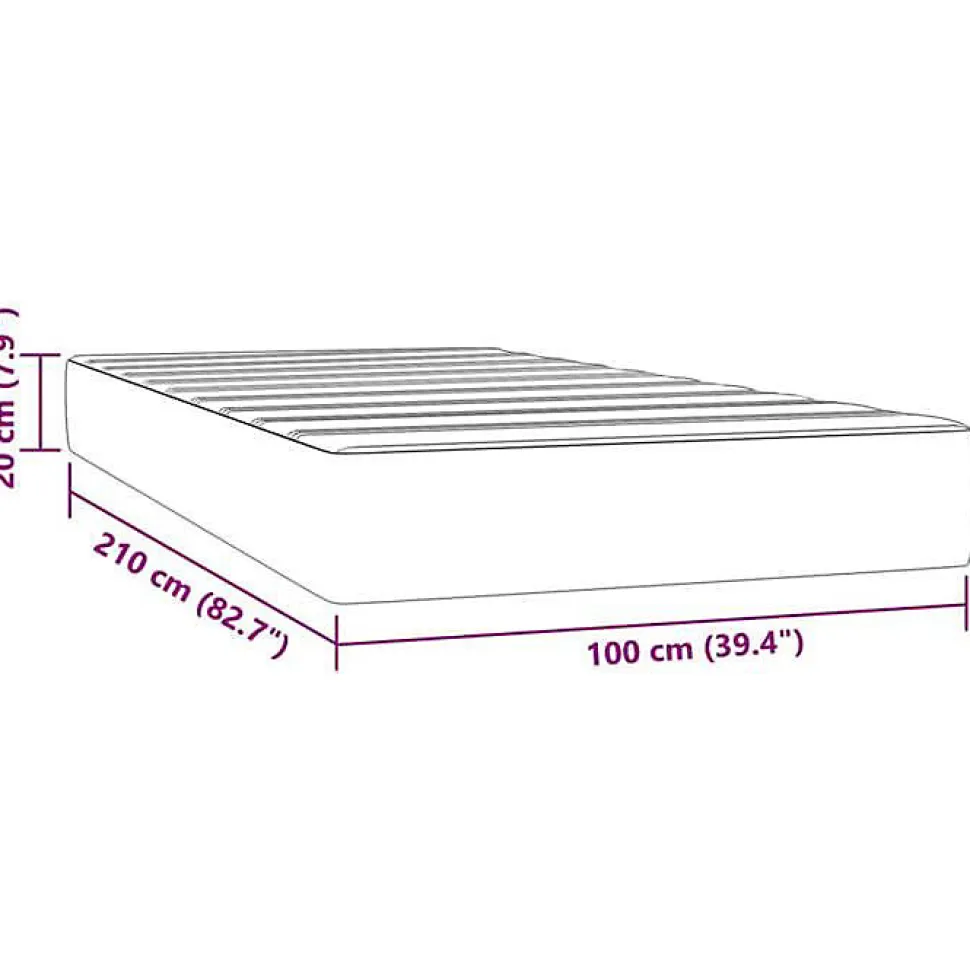 Matelas de lit à ressorts ensachés fermeté moyenne 100x210x20 cm velours vidaXL