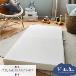 Matelas de Voyage Bébé - 60x120 cm - Pliant - Epaisseur 7 cm : Moelleux et confortable - Idéal pour couchage d'appoint