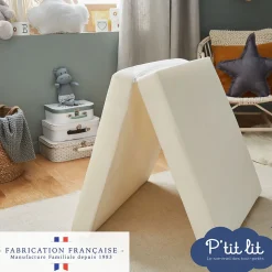 Matelas de Voyage Bébé - 60x120 cm - Pliant - Epaisseur 7 cm : Moelleux et confortable - Idéal pour couchage d'appoint