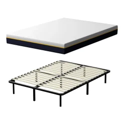 Matelas double en mousse de 17 cm + sommier à lattes de 16 rangs 140x190 cm