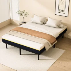 Matelas double en mousse de 17 cm + sommier à lattes de 16 rangs 140x190 cm
