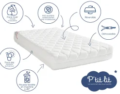 Matelas Enfant/Bébé Parfait - 2 Faces : Respirant l'Été / Douillet l'Hiver - Déhoussable - Anti Acarien