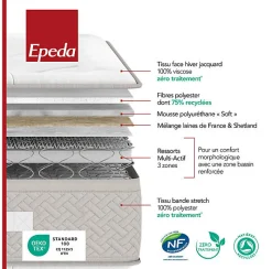 Matelas Epeda L'ECHAPPEE 160x200 Ressorts