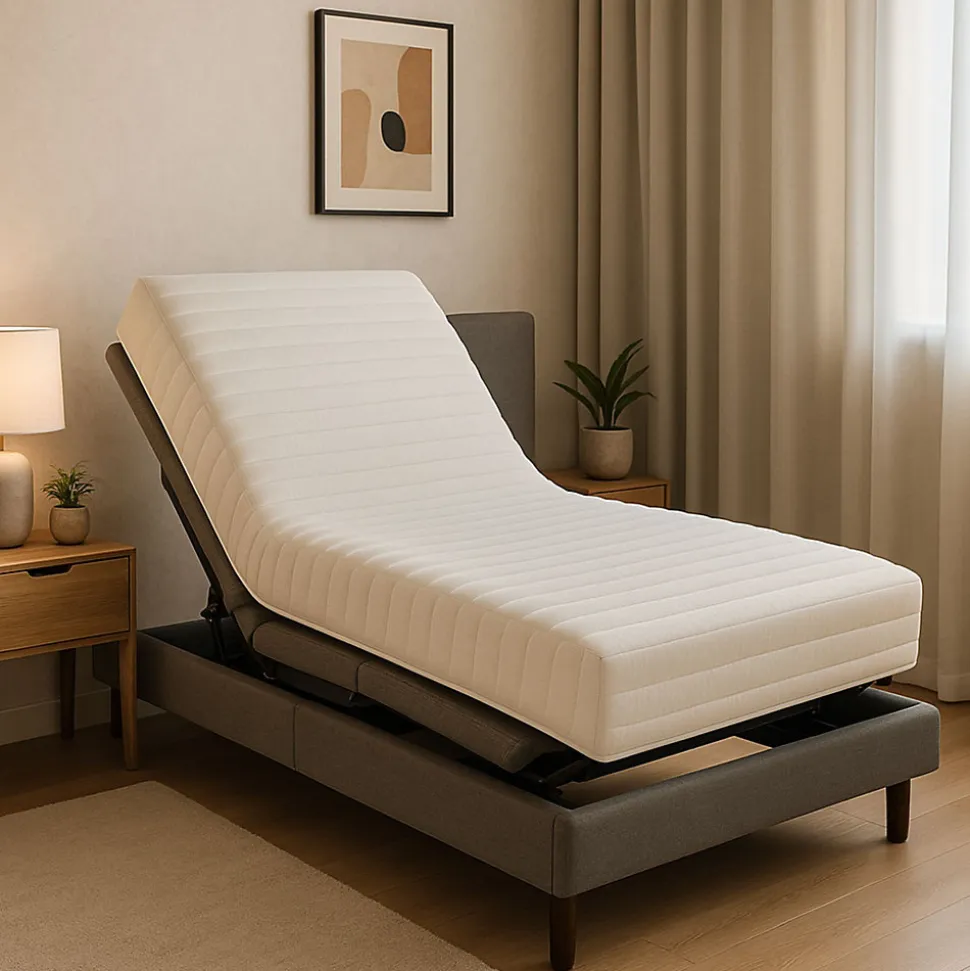matelas face de contact Mémoire de Forme 58 Kg/m3 80x190 x 19,5 cm - Ferme - Spécial Sommier Electrique - 5 Zones de Confort - Noy