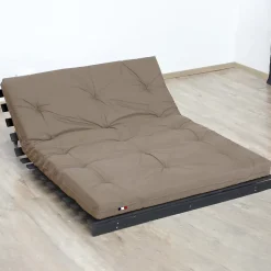 Matelas futon coton et fibres taupe 160x200