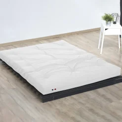 Matelas futon coton et fibres écru 160x200