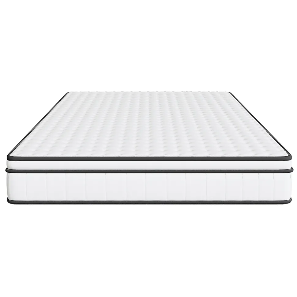 Matelas hybride à ressorts ensachés 200x90x25 cm, Indépendance de couchage, soutien ergonomique, tissu respirant 3D, Blanc et gris