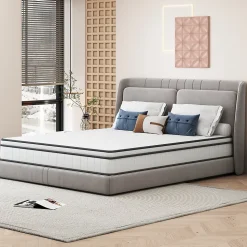 Matelas hybride à ressorts ensachés 200x90x25 cm, Indépendance de couchage, soutien ergonomique, tissu respirant 3D, Blanc et gris
