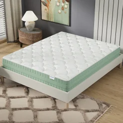 Matelas Maia - Mousse Végétale à Mémoire de Forme & Coutil Aloe Vera - Matériaux Responsables - (140 x 190 cm) - Épaisseur 22cm