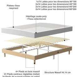 Matelas Mousse à Mémoire 140x200 cm + Sommier Tapissier, Épaisseur 17 cm