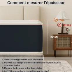 Matelas mousse 140x200, 32 cm Matelas en mousse, Advanced Sleep Care, Respirant, Zone 7, réversible des deux côtés