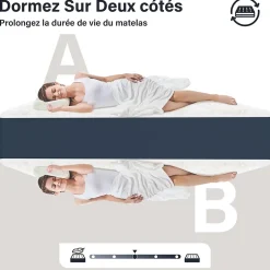 Matelas mousse 160x200, 32 cm Matelas en mousse, Advanced Sleep Care, Respirant, Zone 7, réversible des deux côtés