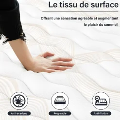 Matelas mousse 160x200, 32 cm Matelas en mousse, Advanced Sleep Care, Respirant, Zone 7, réversible des deux côtés