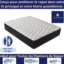 Matelas Mousse 135x190 Cesar, Ferme, Réversible, Côté Été/hiver, H30 Cm