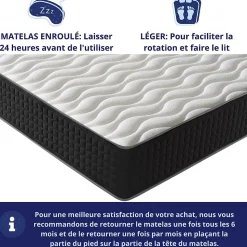 Matelas Mousse 135x190 Cesar, Ferme, Réversible, Côté Été/hiver, H30 Cm
