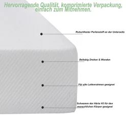 Matelas mousse 90x200 cm - Matelas H3, respirant et antidérapant - Mousse - Sans matelas - Blanc