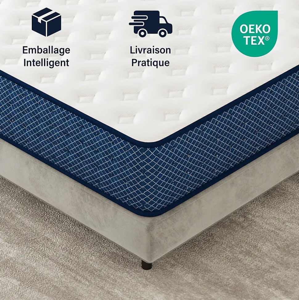 Matelas mousse 160x200 cm, epaisseur 30 cm Ferme 7 zones de confort en mousse, Réversible Soutien Parfait