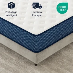 Matelas mousse 140x200 cm, epaisseur 30 cm Ferme 7 zones de confort en mousse, Réversible Soutien Parfait