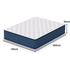Matelas mousse 140x200 cm, epaisseur 30 cm Ferme 7 zones de confort en mousse, Réversible Soutien Parfait