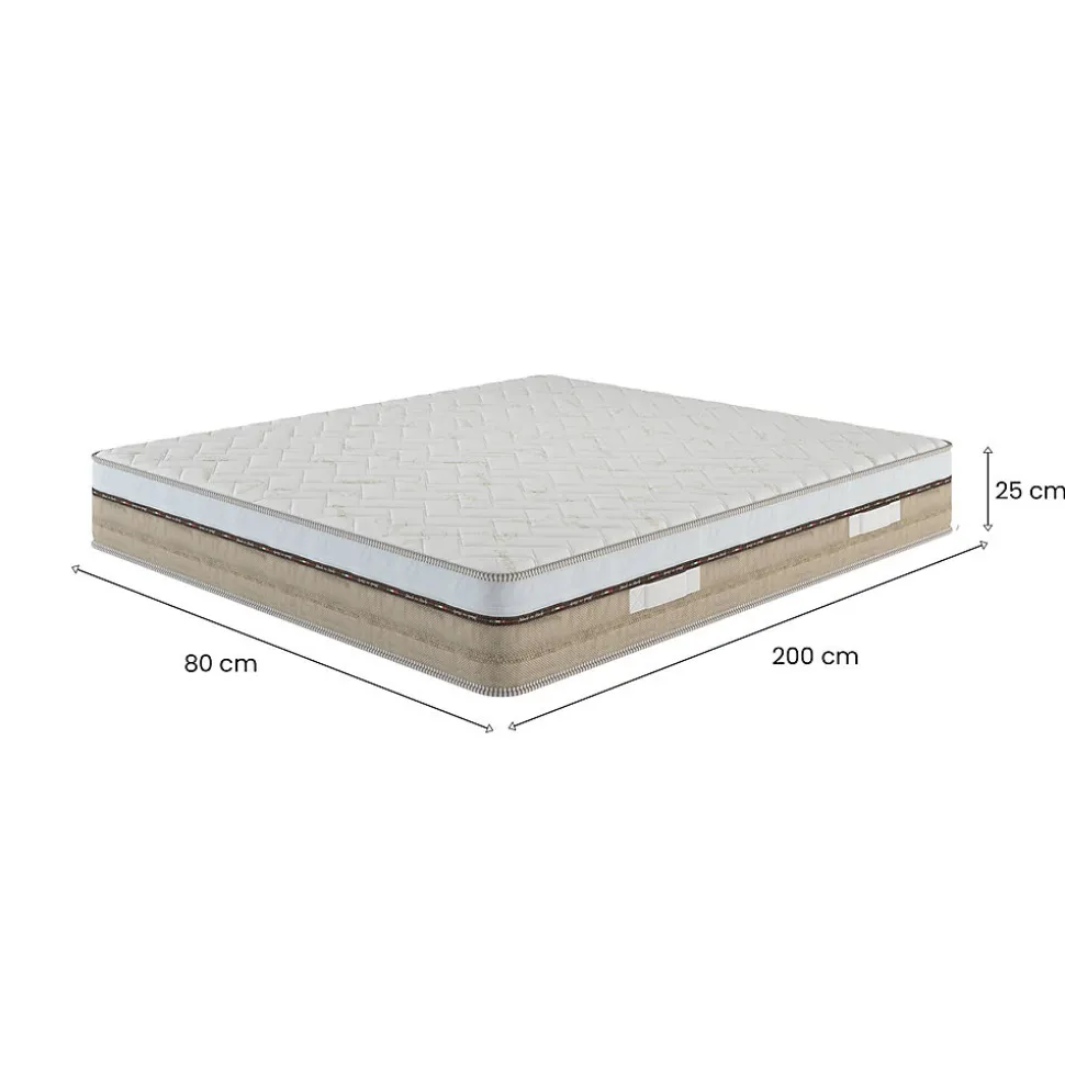 Matelas mousse 80x200 cm Talamo Italia accueil dynamique soutien moelleux epaisseur 25 cm housse de matelas