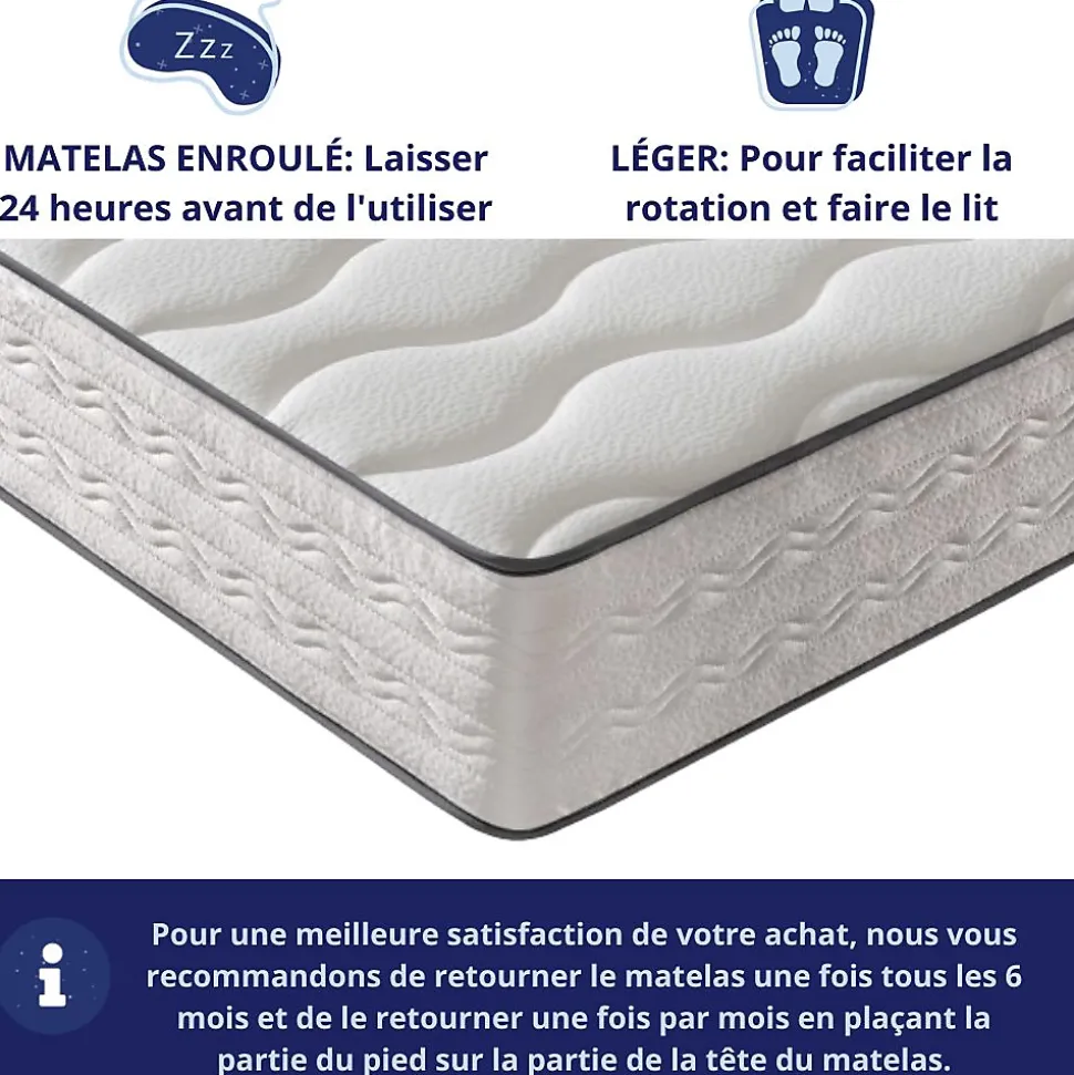 Matelas Mousse 160x200 Firenza, Ferme, Réversible, Côté Été/hiver, H25 Cm