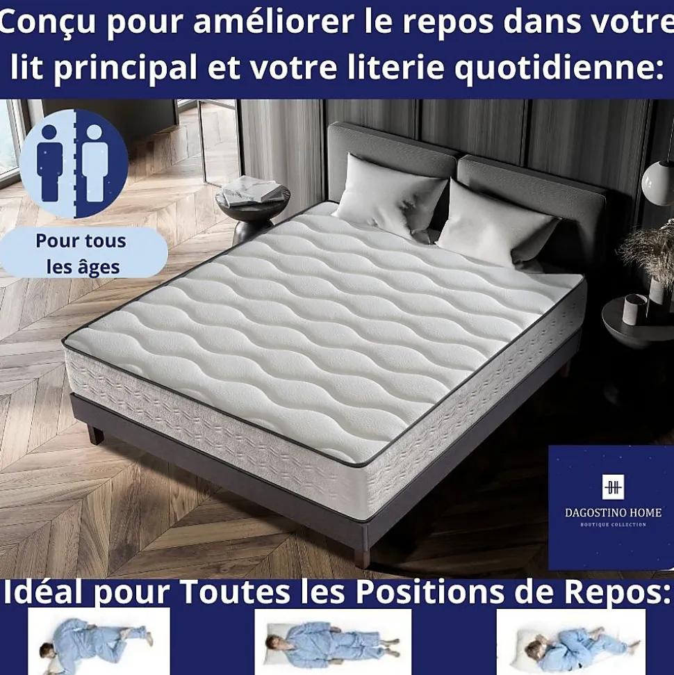 Matelas Mousse 160x200 Firenza, Ferme, Réversible, Côté Été/hiver, H25 Cm