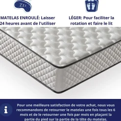Matelas Mousse 90x190 Florida, Ferme, Réversible, Côté Été/hiver, H20 Cm