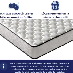 Matelas Mousse 140x190 New York, Ferme, Réversible, Côté Été/hiver, H15 Cm