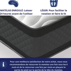Matelas Mousse 180x200 Onyx, Ferme, Réversible, Côté Été/hiver, H20 Cm