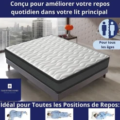 Matelas Mousse 90x190 Onyx, Ferme, Réversible, Côté Été/hiver, H20 Cm