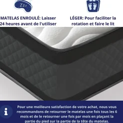 Matelas Mousse 140x190 Onyx, Ferme, Réversible, Côté Été/hiver, H20 Cm