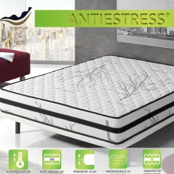 Matelas mousse 120x190 therapy carbone anti stress mousse h.r. épaisseur 19 cm tissu 3d système airfresh
